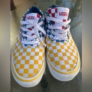 Vans Yellow and Blue Sneakers‎ Classic Checkerboard Style Youth 5.5